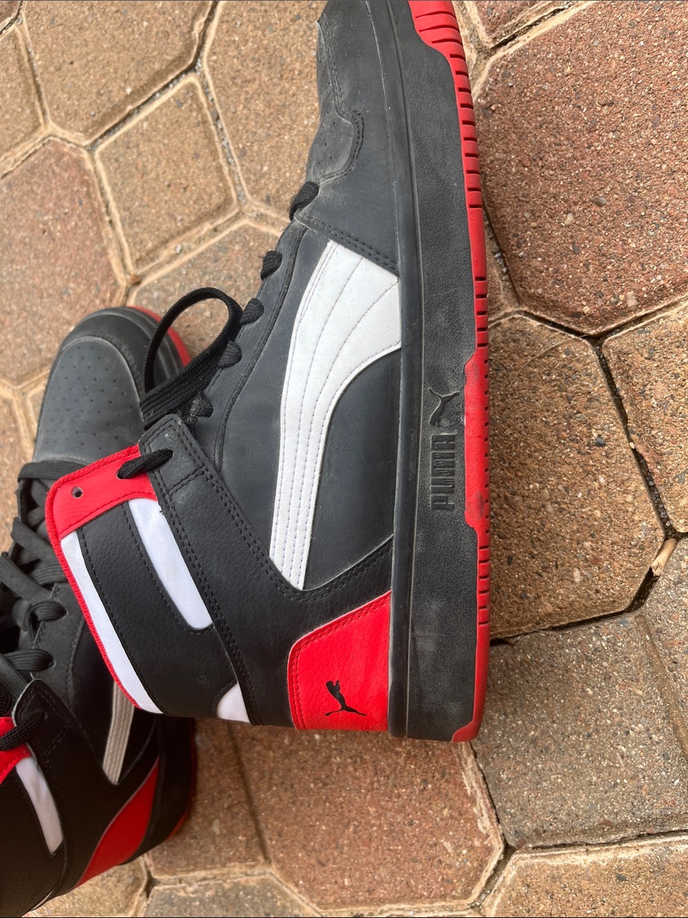 Puma Black White Red High-Top Skate Sneaker